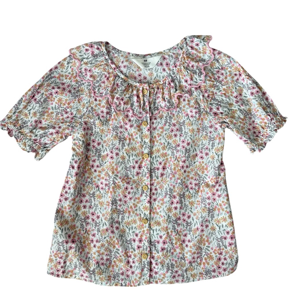 H&M Multicolor Floral Ruffle Blouse Size 9–10Y (EUR 140 / US 10)